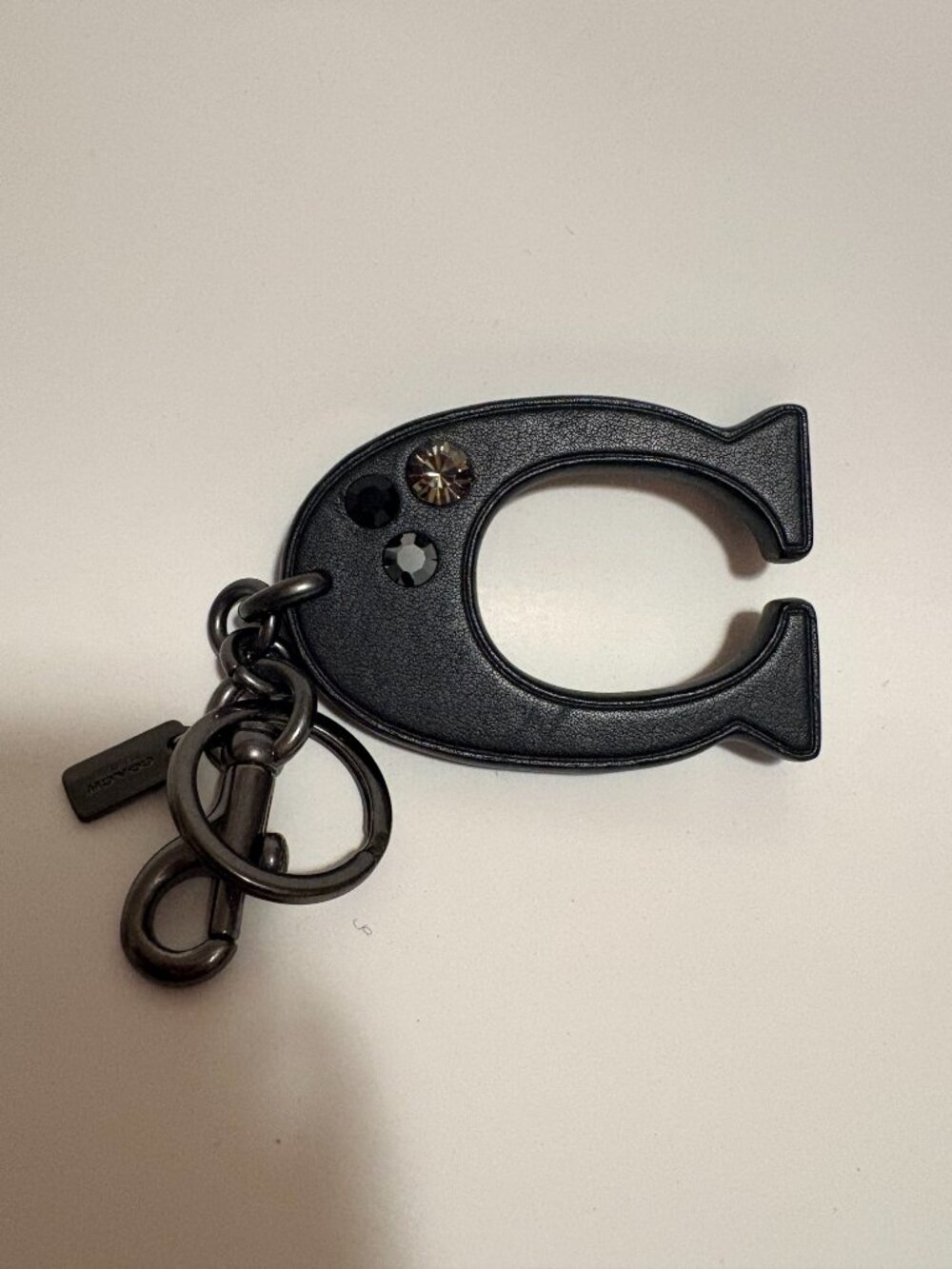 Coach Black Horsebit C Charm Keychain with Gunmetal Hardware - Picture 5 of 5